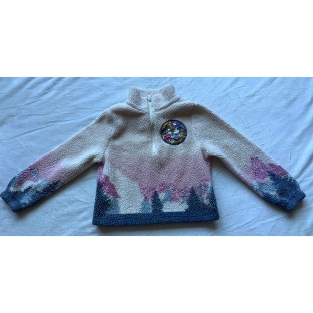Disney Mickey Mouse Kids Sherpa Fleece Quarter Zip Mountain Landscape XS 4/5